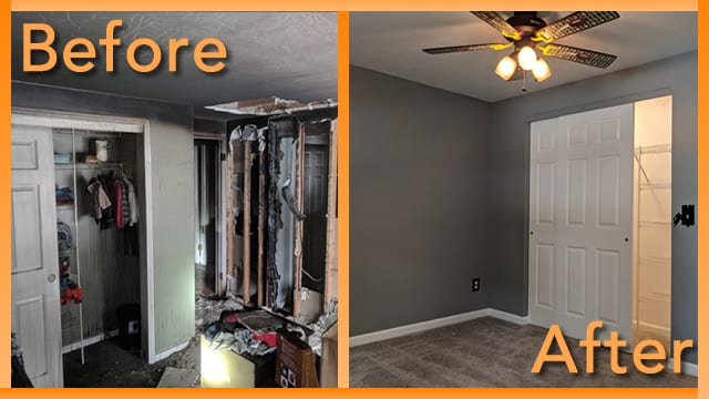 Struck and Sons Before and After, the bedroom of the Hall home
