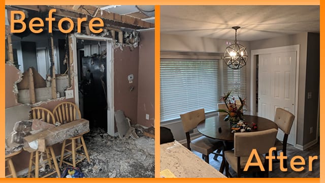 Struck and Sons Before and After, the dining area of the Hall home