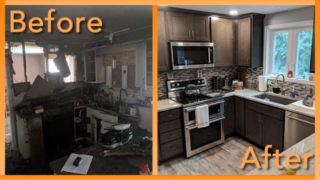 Struck and Sons Before and After, the kitchen of the Hall home