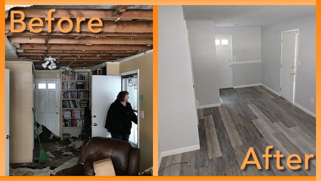 Struck and Sons Before and After, the living room of the Ireland home