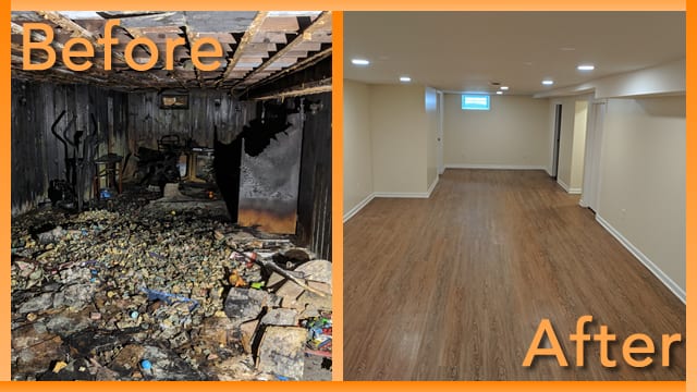 Struck and Sons Before and After, the basement of the Kusmiy home