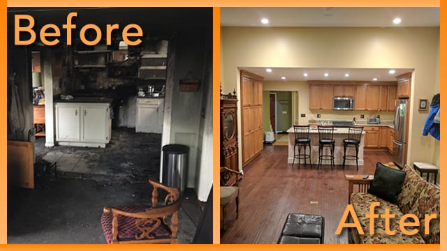 Struck and Sons Before and After, the kitchen of the Morse home