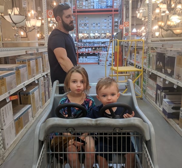 Ben and Kids shopping for a client of Struck and Sons